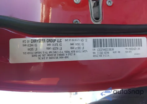 2013 Dodge Dart Se from USA, damaged, VIN 1C3CDFAA6DD198100